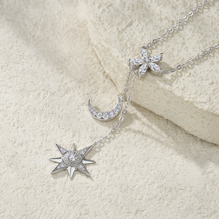 Luxury Minimalist Moissanite Pendant Necklace Set – Gold-Plated S925 Silver