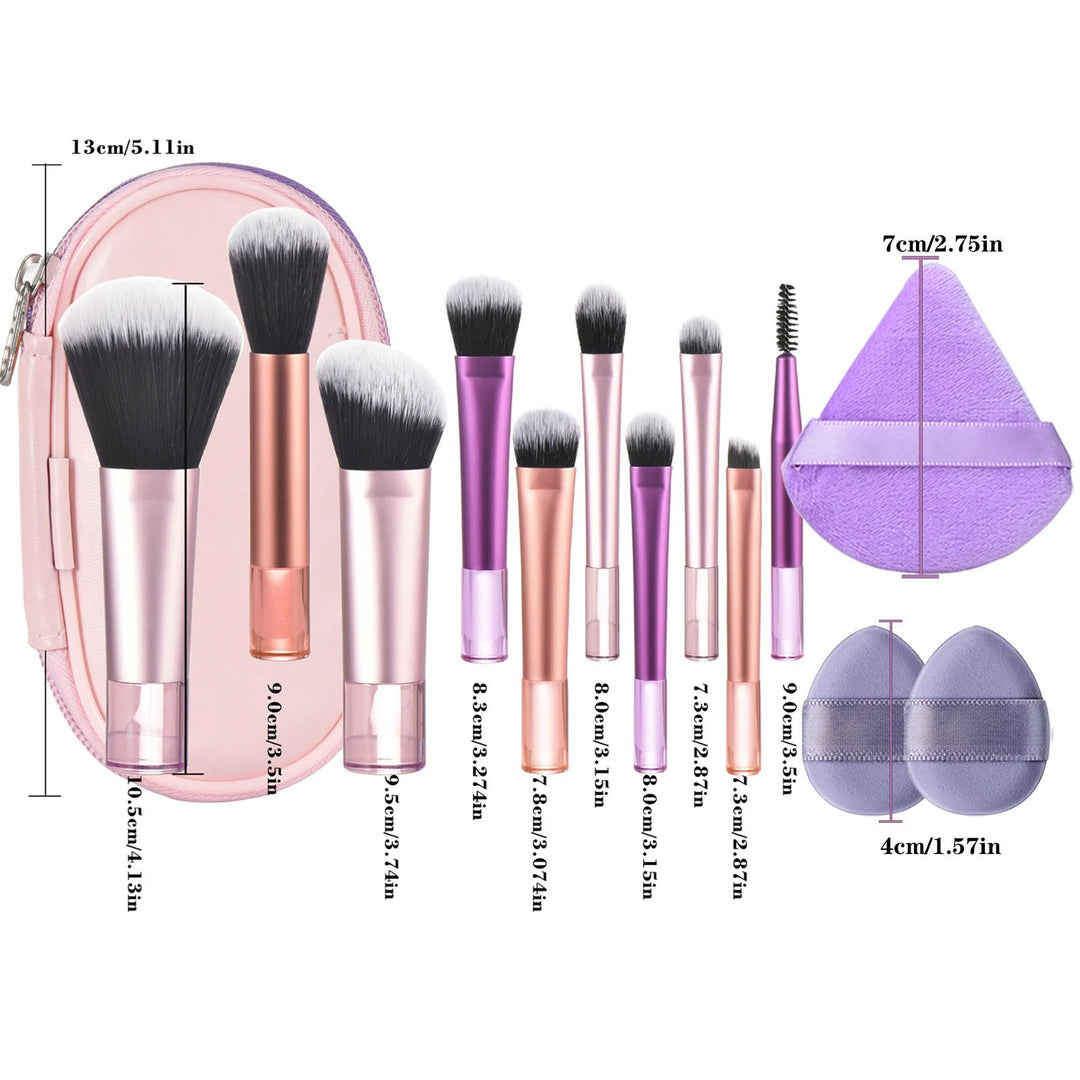✨ Mini Makeup Brush Set with Storage Bag — Soft Travel Beauty Kit 💄