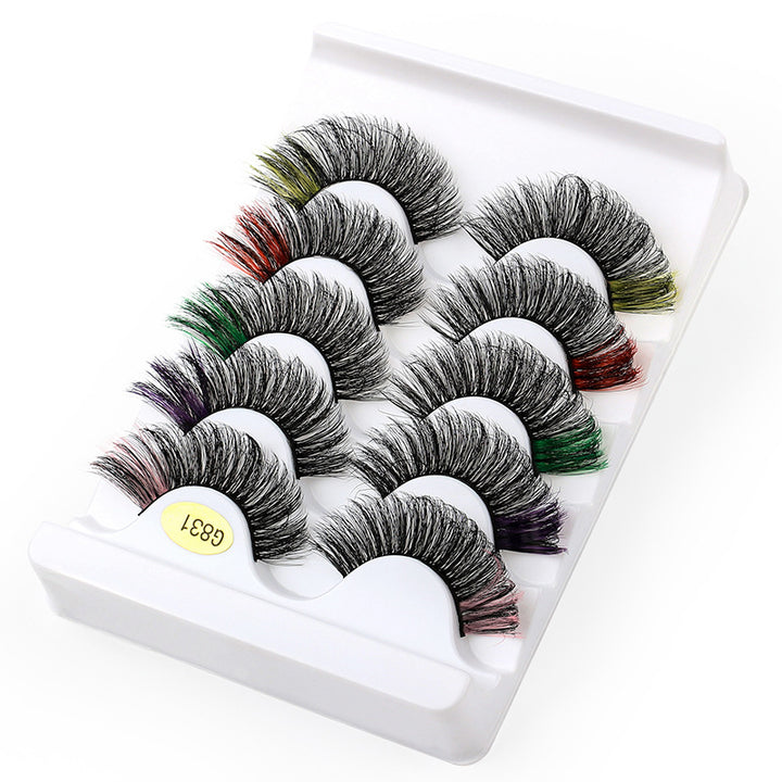 👁️✨ Color Natural Thick 5 Pairs Pack – 3D False Eyelashes (Imitation Mink)