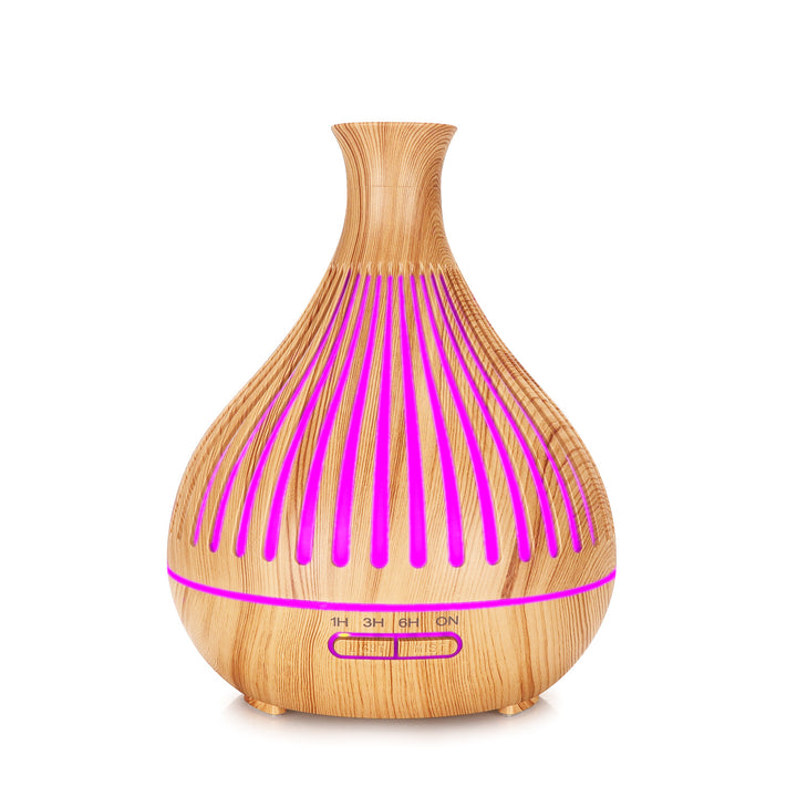 🌿💧 Vase Wood Grain Humidifier 400ML | Aromatherapy Ultrasonic Diffuser 🌙✨
