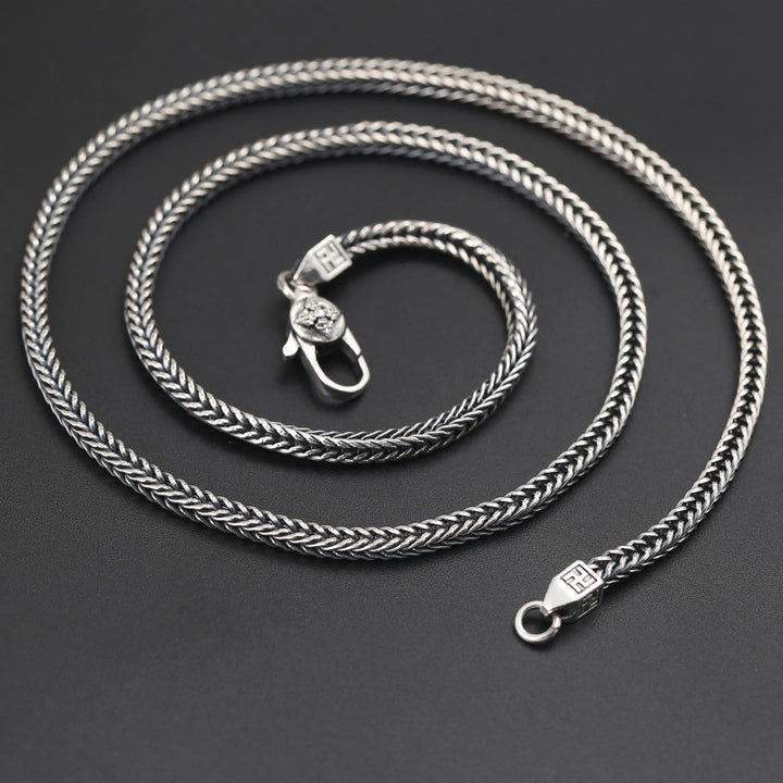 Sterling Silver Thai Silver Diamond Pestle Necklace – Unisex Square Chain Jewelry
