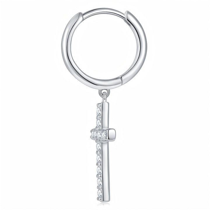 Luxury Minimalist Moissanite Cross Earrings – Platinum-Plated S925 Silver