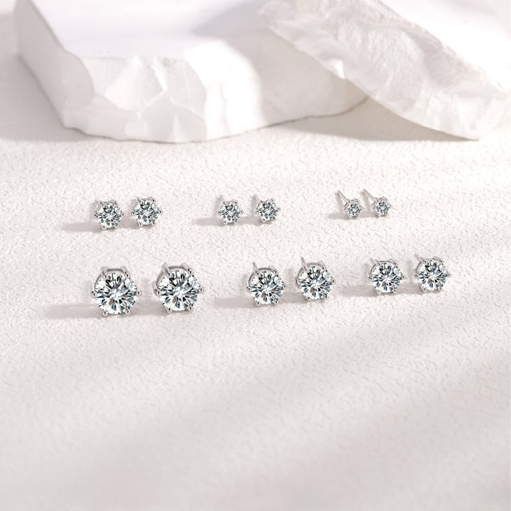 ✨ S925 Sterling Silver Six-Prong Moissanite Stud Earrings – Minimalist Modern Design ✨