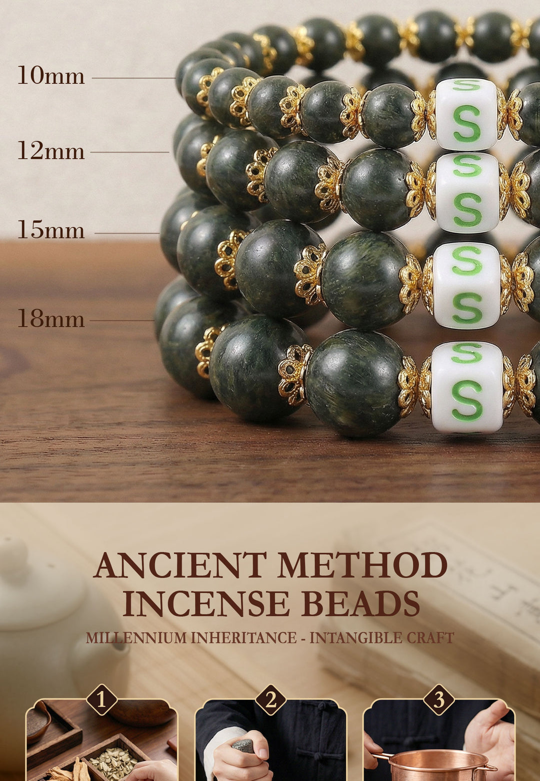 Chinese Herbal Bead Bracelet – Lightweight Traditional Wellness Jewelry