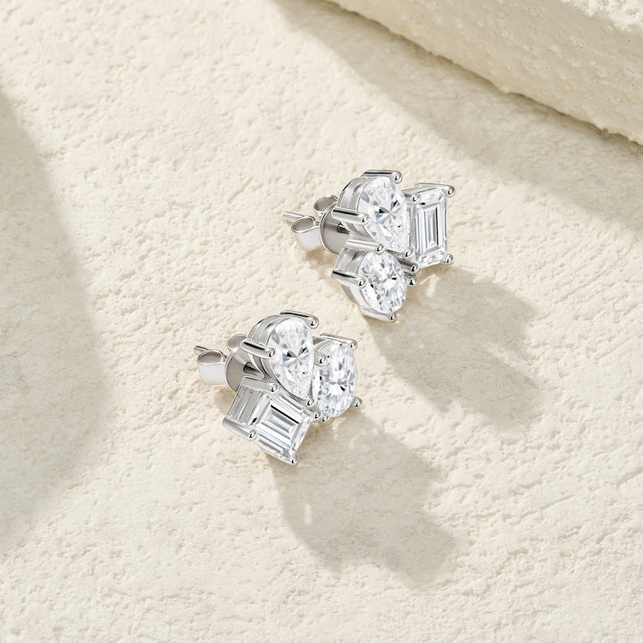 Luxury Minimalist Moissanite Stud Earrings – Platinum-Plated S925 Silver