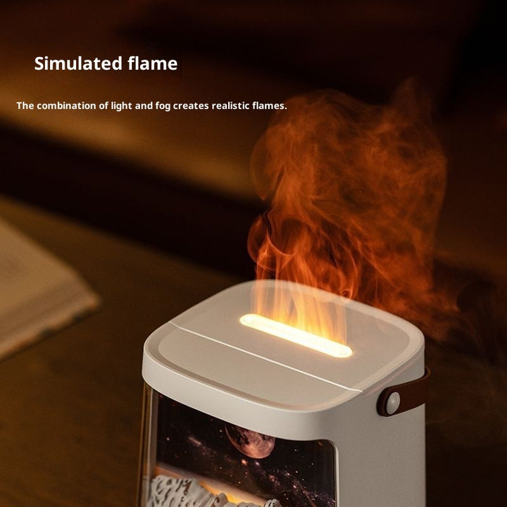 🌌🔥 3D Starry Sky Flame Aromatherapy Humidifier | Desktop Galaxy Atmosphere Mist Diffuser