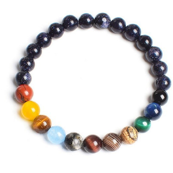Colorful Volcanic Rock & Blue San Yoga Agate Beads Bracelet – Unisex