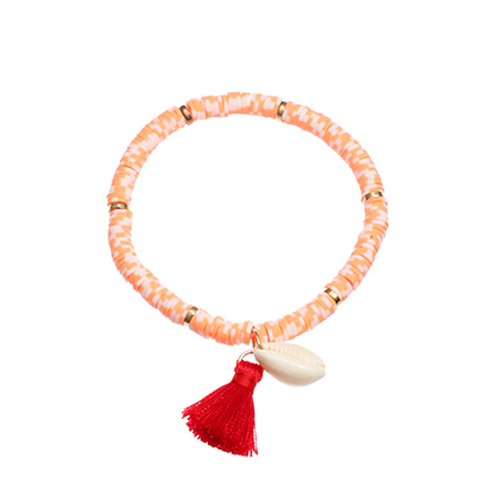 Bohemian Ethnic Shell Tassel Bracelet – Soft Clay Colorful Design