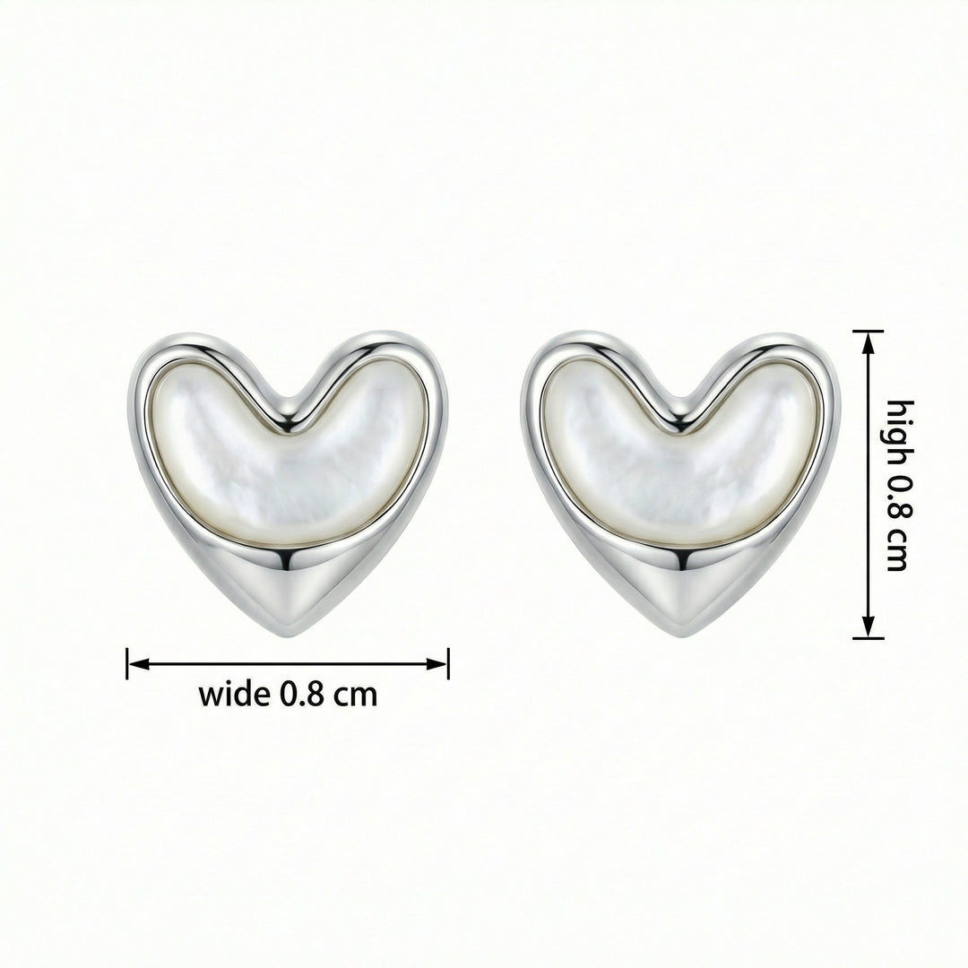 ✨ 925 Sterling Silver Mother-of-Pearl Heart Stud Earrings ✨