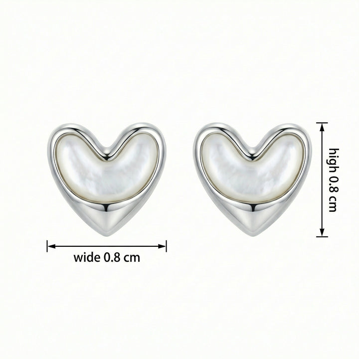 ✨ 925 Sterling Silver Mother-of-Pearl Heart Stud Earrings ✨