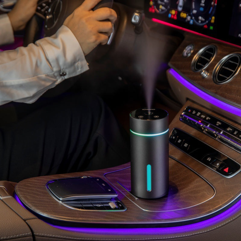 🚗⚫ Black Columnar Car Humidifier | USB Rechargeable Wireless Mini Air Mist Diffuser