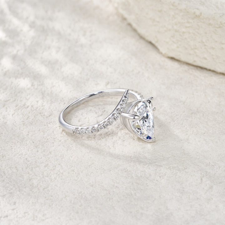 💍 Ladies’ Pear-Shaped Moissanite Ring – Platinum-Plated S925 Silver (2.7g, Sizes 5–9) 💍