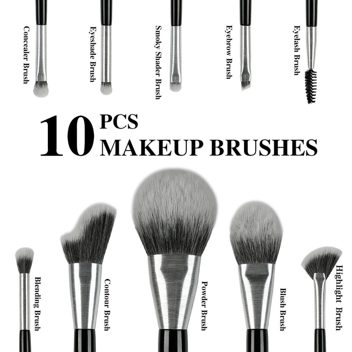 🖌️ 10-Piece Kabuki Makeup Brush Set – Soft Synthetic Brushes for Foundation, Concealer & Eyeshadow 💄✨