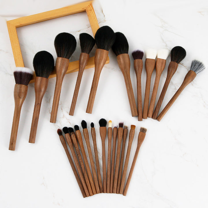 ✨ H Set Vintage Black Walnut Makeup Brush Set — 24-Piece Luxury Kit 💄🌿