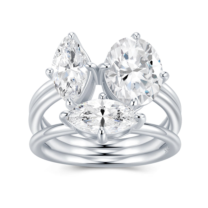 💍 Minimalist Double-Stone Moissanite Ring – Platinum-Plated S925 Silver (6g, Sizes 5–9) 💍