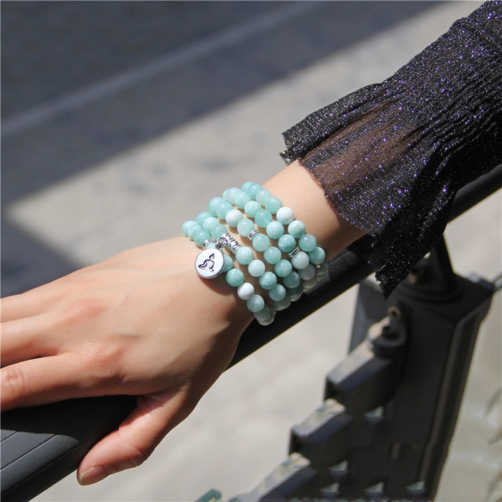 Women’s Fashion Vintage Natural Stone Bracelet – Angel Echeveria & Lotus Design