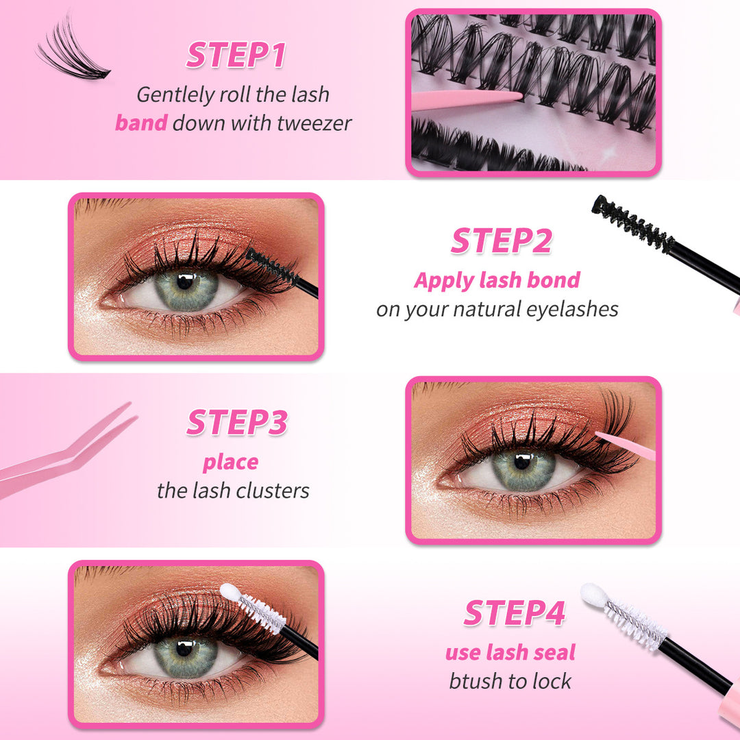 👁️✨ DIY Daily Natural Thick Segment Single Cluster False Eyelashes – Extension Kit