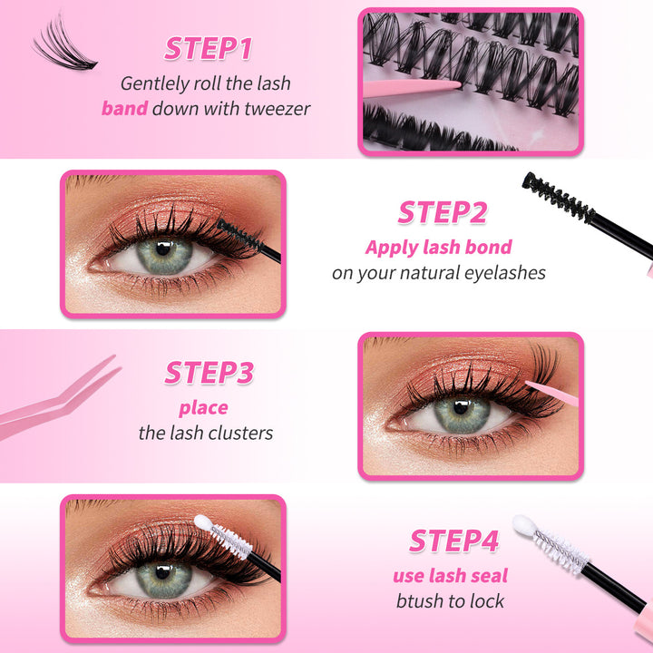 👁️✨ DIY Daily Natural Thick Segment Single Cluster False Eyelashes – Extension Kit