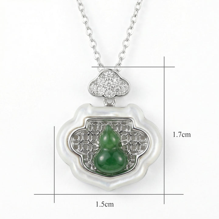 ✨ Ruyi Lock Jadeite Necklace – Lucky Hulu Pendant in Silver ✨