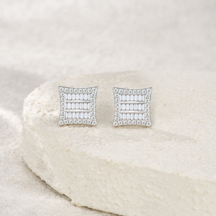Minimalist Platinum-Plated Moissanite Stud Earrings – S925 Silver