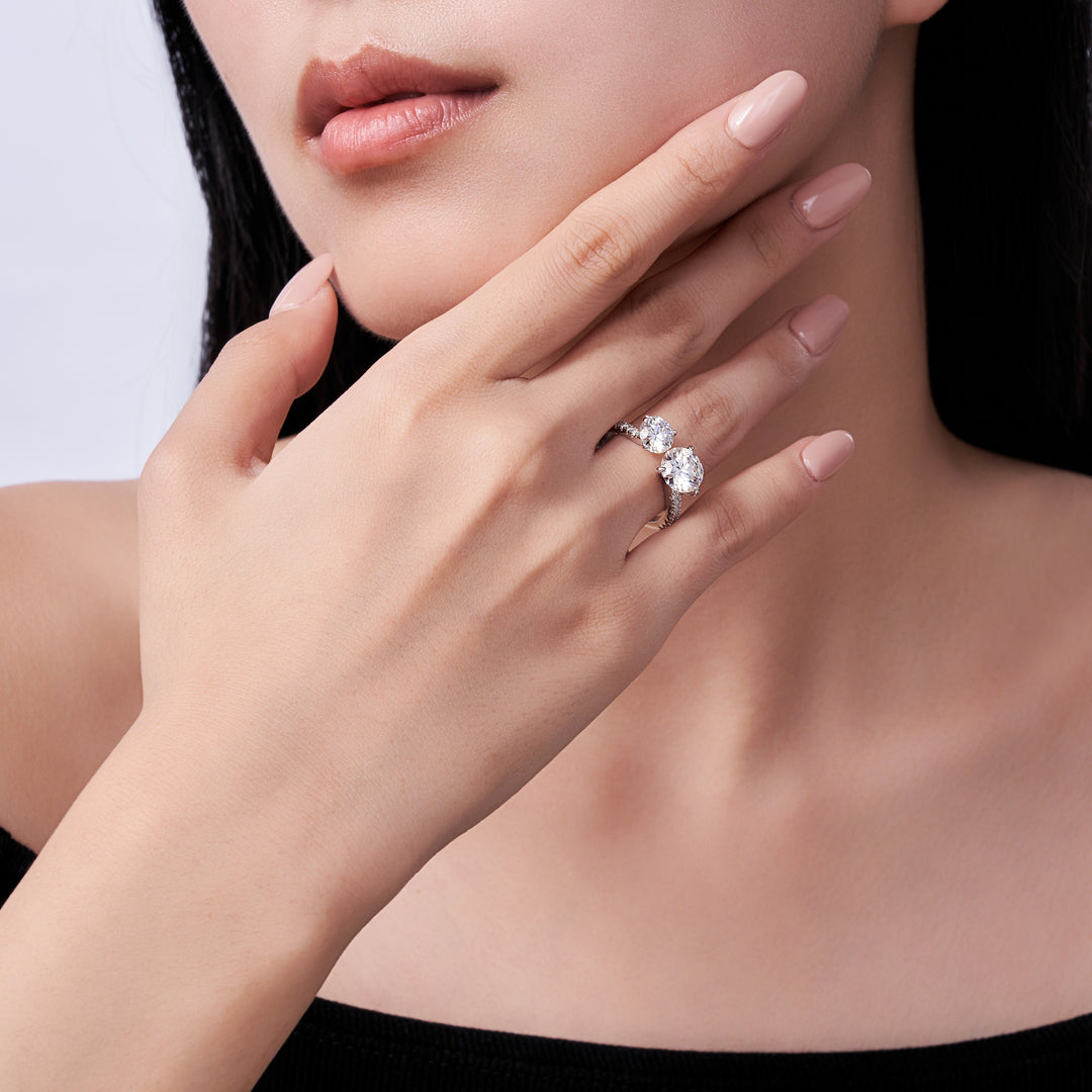 💍 Double Moissanite Minimalist Ring – Platinum-Plated S925 Silver (3g, Sizes 5–9) 💍