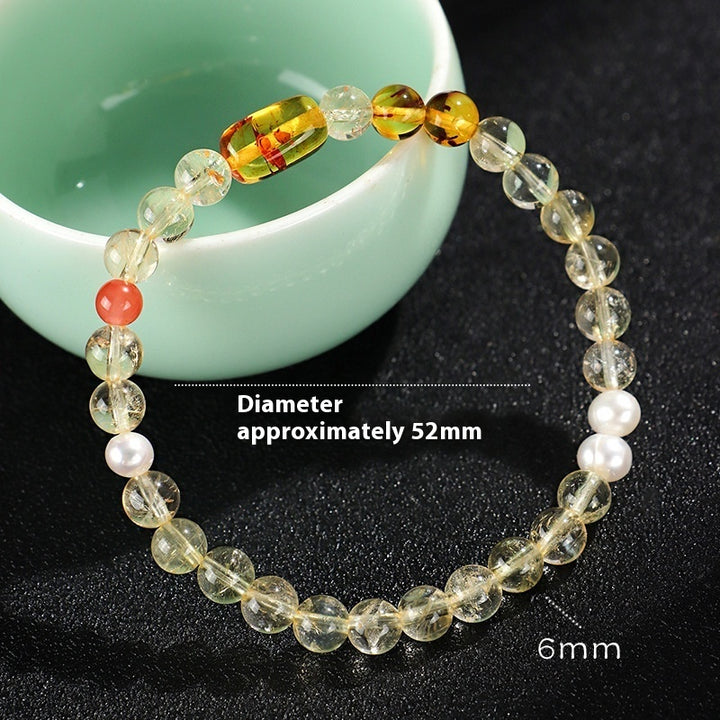Huang Tajing White Crystal Beaded Bracelet For Women