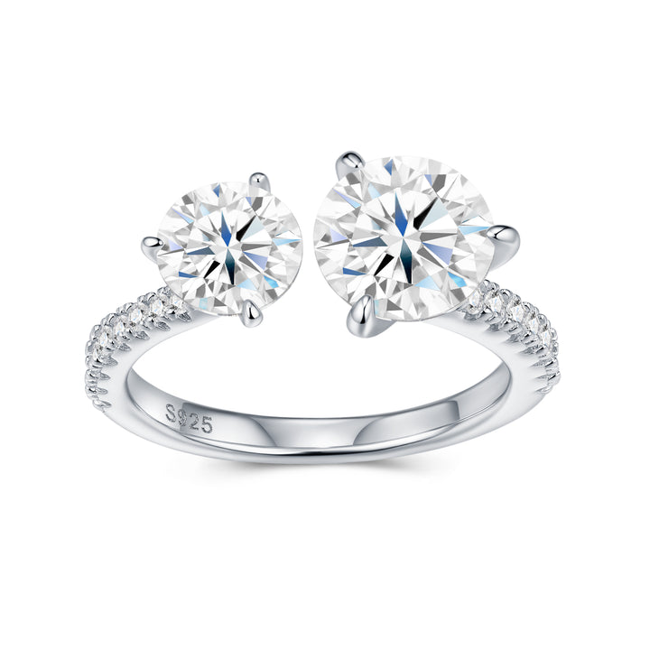 💍 Double Moissanite Minimalist Ring – Platinum-Plated S925 Silver (3g, Sizes 5–9) 💍