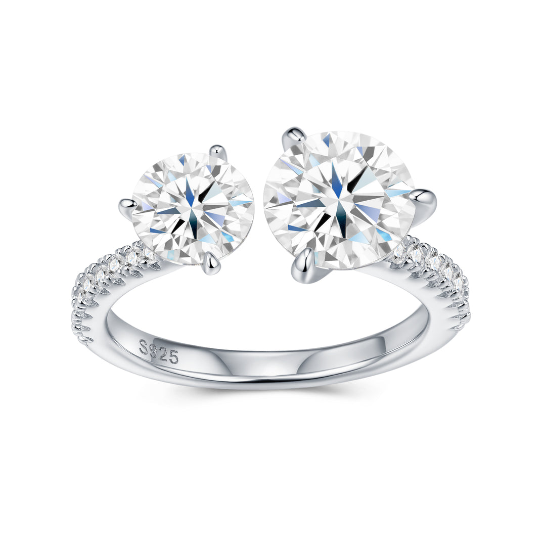 💍 Double Moissanite Minimalist Ring – Platinum-Plated S925 Silver (3g, Sizes 5–9) 💍