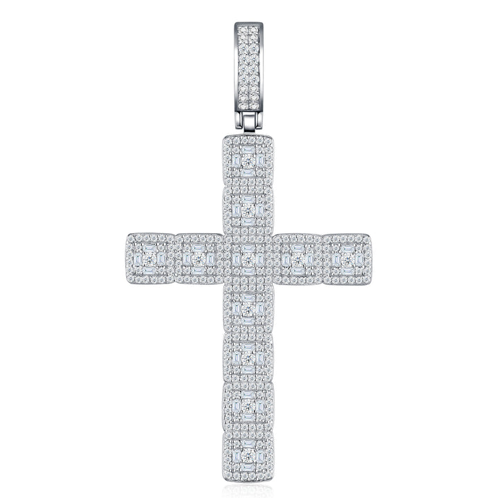 ✨ 925 Sterling Silver Minimalist Moissanite Cross Pendant Necklace – Platinum-Plated Luxury ✨