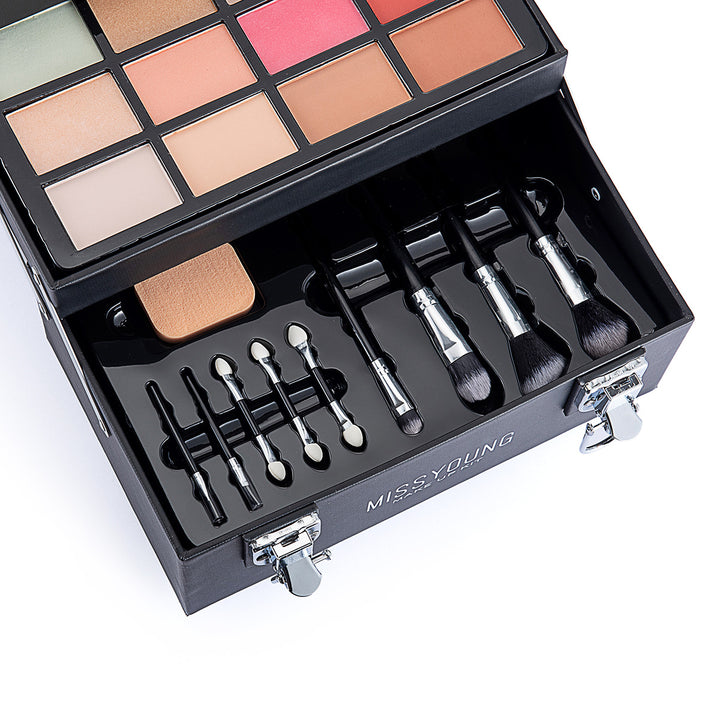 💄 All-in-One Eye Shadow & Lip Gloss Cosmetic Set – Full Makeup Kit (Black & Pink) ✨