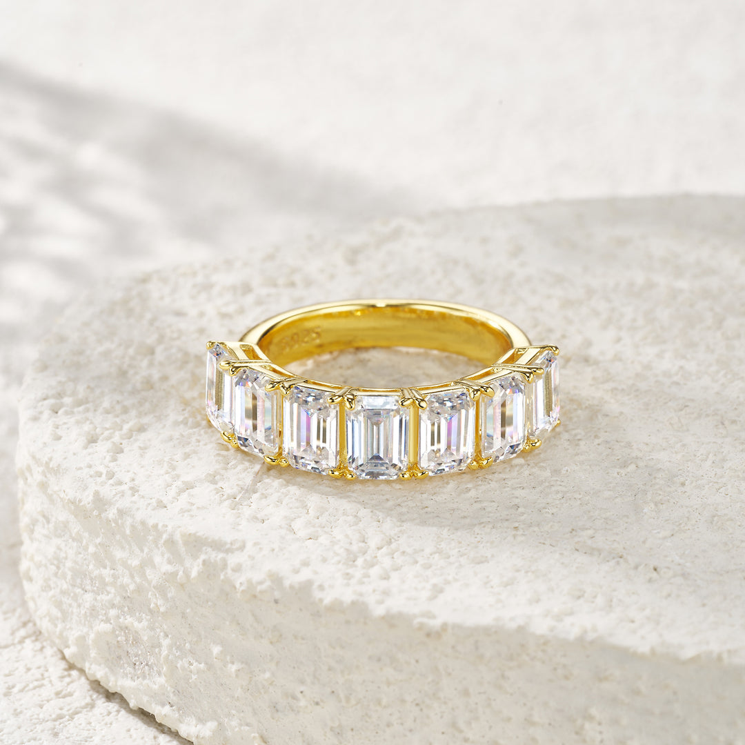 💍 Pillow-Shaped Engraved Moissanite Ring – Gold-Plated S925 Silver (4.6g, Sizes 5–9) 💍