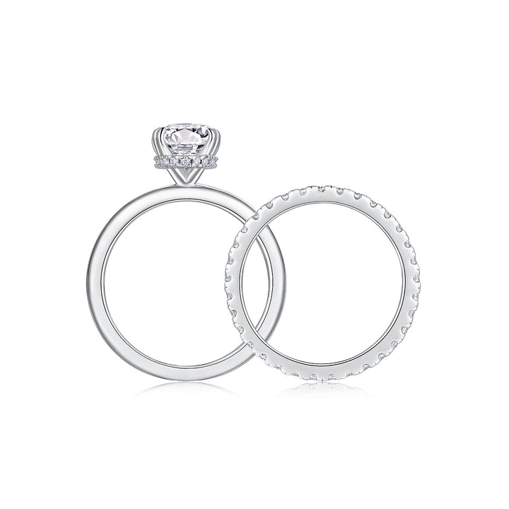 💍 Egg-Shaped Moissanite Double Ring Set – Platinum-Plated S925 Silver (7×12 mm) 💍