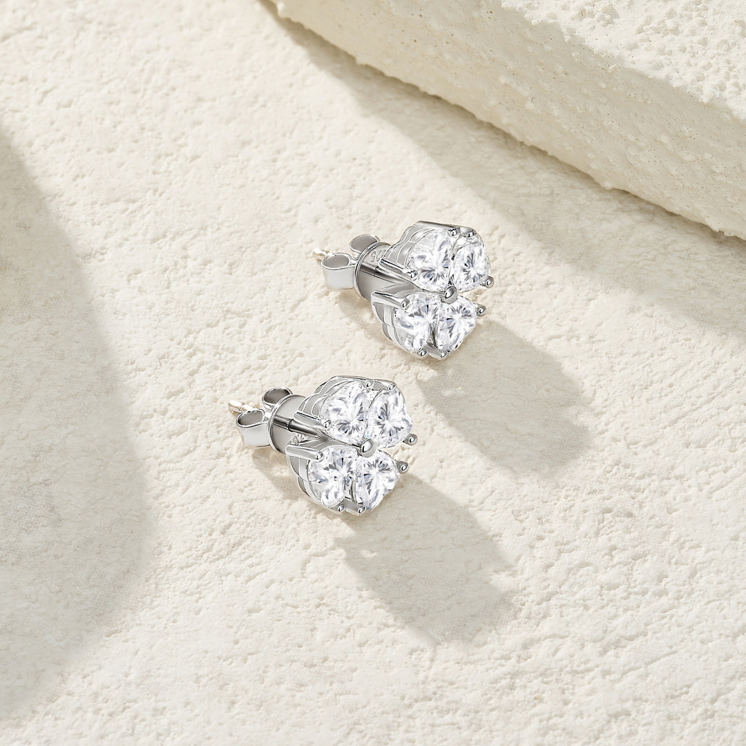 Minimalist Platinum-Plated Moissanite Stud Earrings – S925 Silver