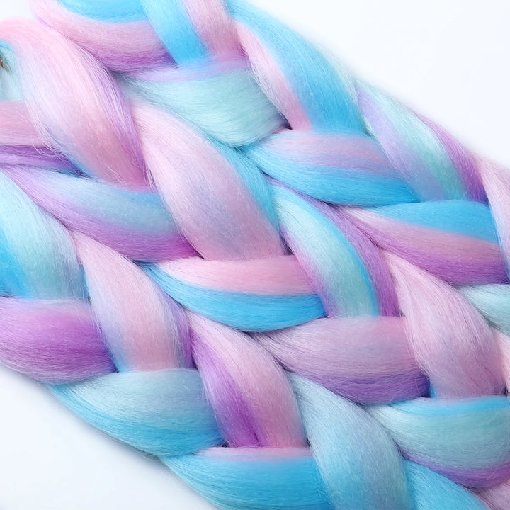 24 Inch Ombre Rainbow Jumbo Braiding Hair – Mixed Color Synthetic Extensions for Box Braids & Dreadlocks
