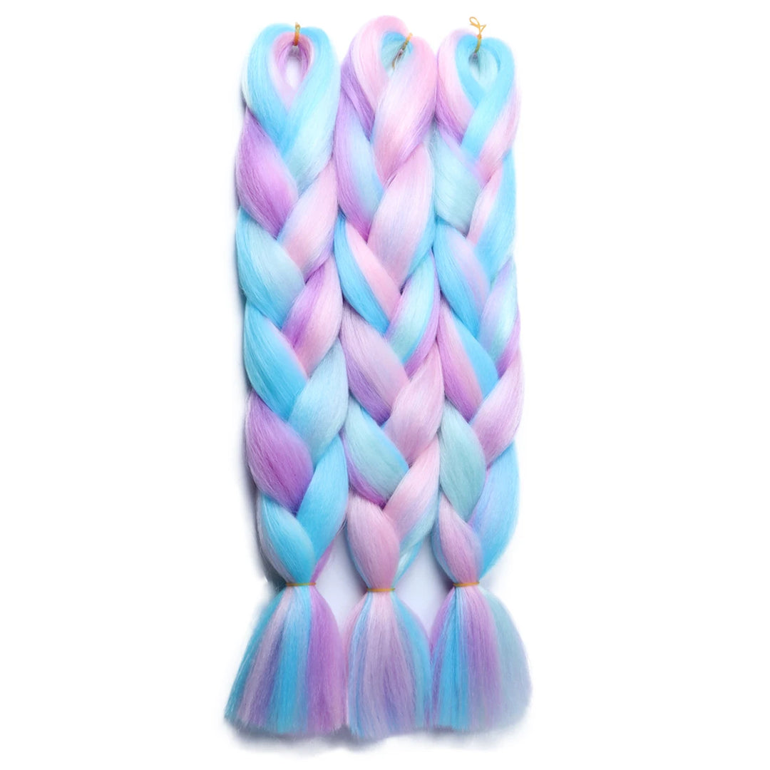 24 Inch Ombre Rainbow Jumbo Braiding Hair – Mixed Color Synthetic Extensions for Box Braids & Dreadlocks