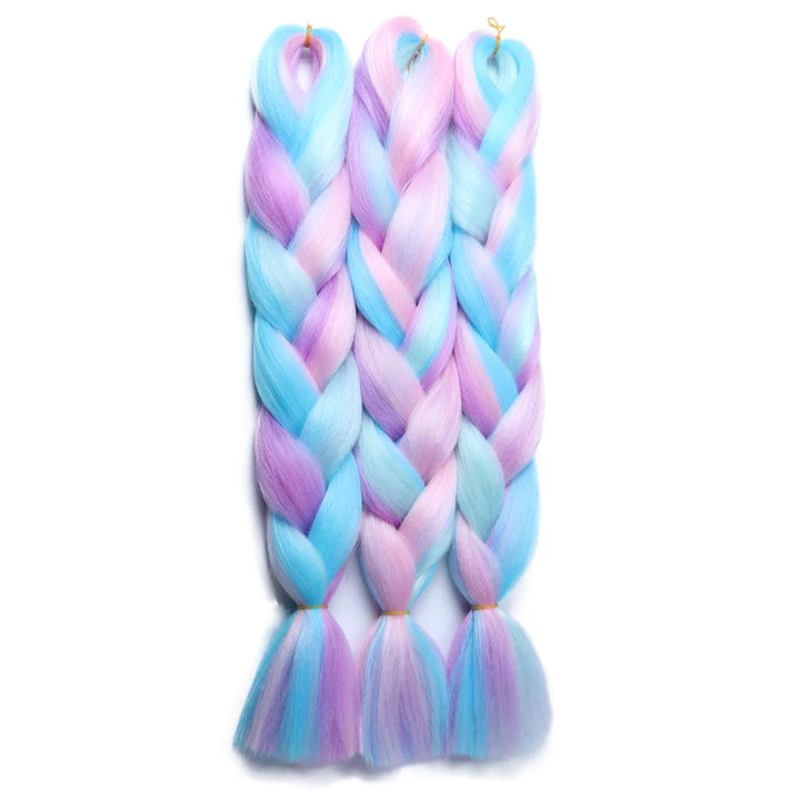 24 Inch Ombre Rainbow Jumbo Braiding Hair – Mixed Color Synthetic Extensions for Box Braids & Dreadlocks