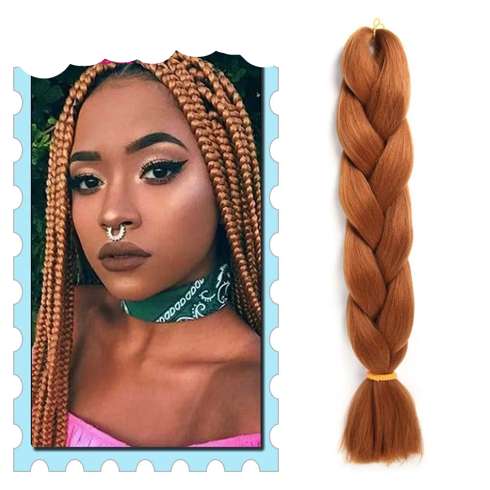 Braiding Hair Extensions for Women 4 Packs 24Inch High Temperature Ombre Jumbo Synthetic Braiding Hair for Twist Crochet Braids