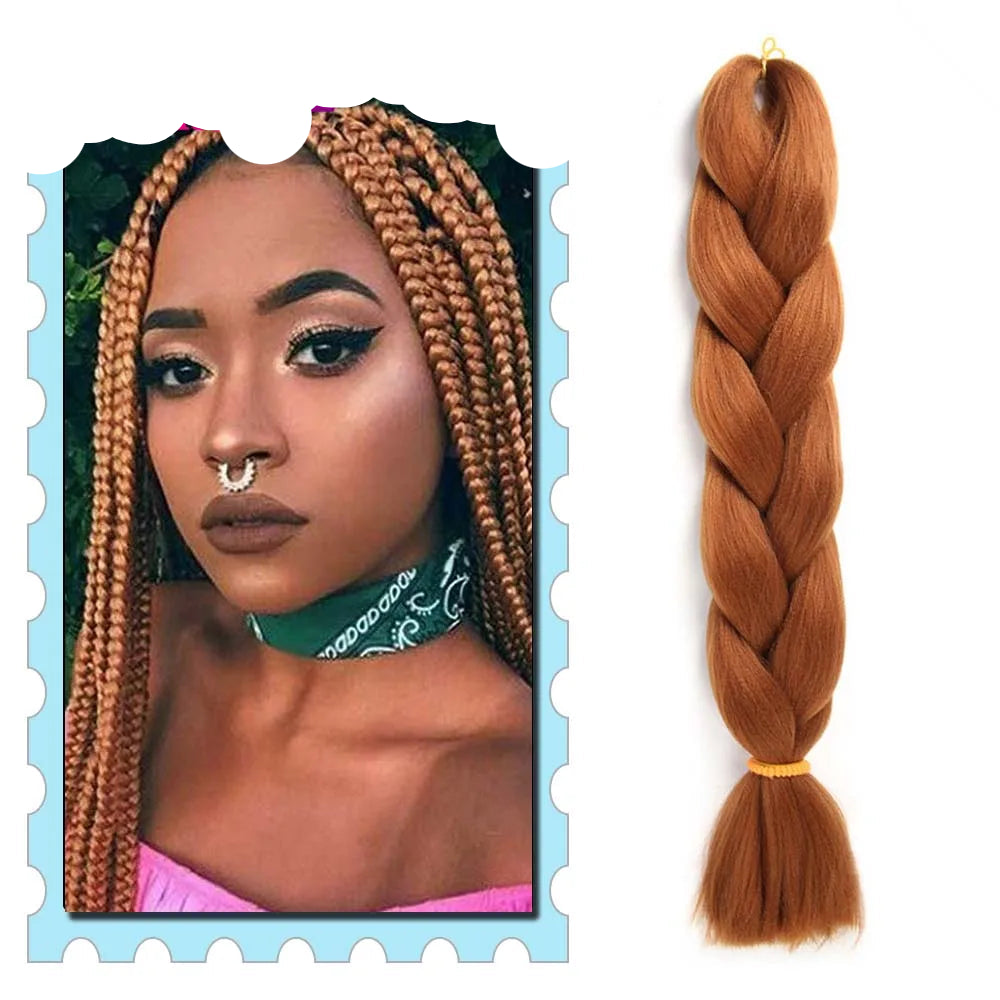 3/4/5/6 Packs Jumbo Braiding Hair 24 Inch Purple Jumbo Braids Hair Extensions for Women Synthetic Fiber Pink Blue Red Braid Hair