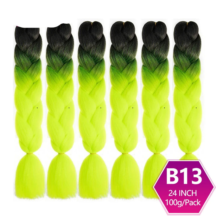 6 Packs 24 Inch Ombre Jumbo Braiding Hair – High-Temperature Synthetic Extensions for Twist & Crochet Braids