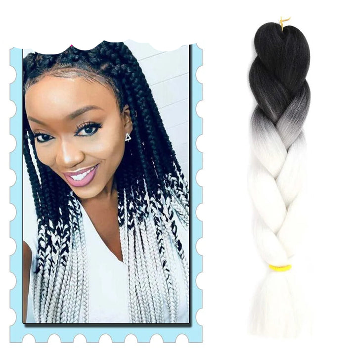 Braiding Hair Extensions for Women 4 Packs 24Inch High Temperature Ombre Jumbo Synthetic Braiding Hair for Twist Crochet Braids