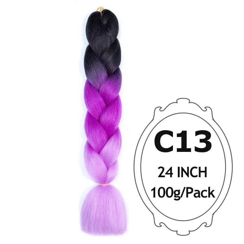 24 Inch Ombre Jumbo Braiding Hair – 5 Packs Yaki Texture Synthetic Extensions for Box Braids