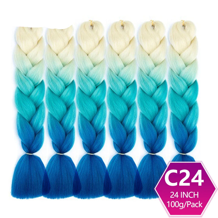 6 Packs 24 Inch Ombre Jumbo Braiding Hair – High-Temperature Synthetic Extensions for Twist & Crochet Braids
