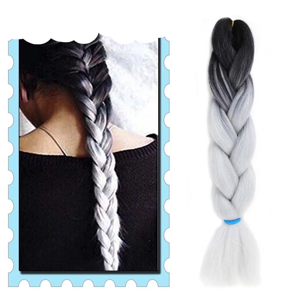 Braiding Hair Extensions for Women 4 Packs 24Inch High Temperature Ombre Jumbo Synthetic Braiding Hair for Twist Crochet Braids