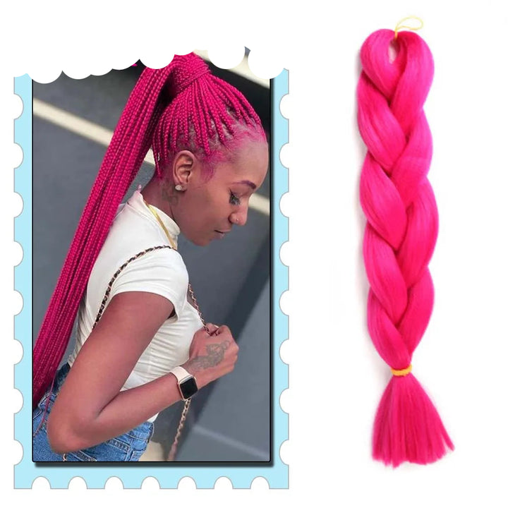 3/4/5/6 Packs Jumbo Braiding Hair 24 Inch Purple Jumbo Braids Hair Extensions for Women Synthetic Fiber Pink Blue Red Braid Hair