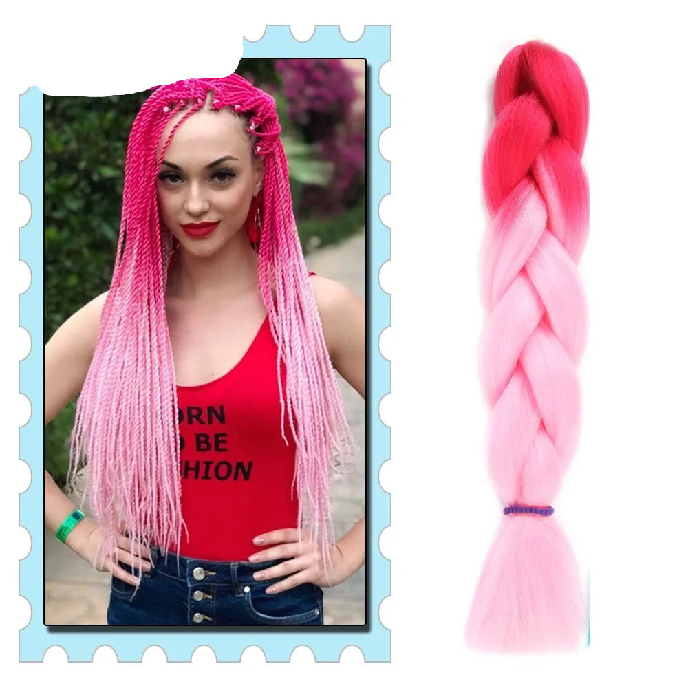 Synthetic Braiding Hair 24 Inch – Kanekalon Ombre Pre-Stretched Jumbo Braids