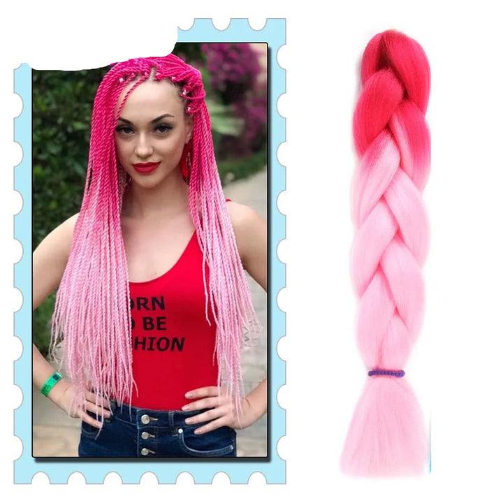 Synthetic Braiding Hair 24 Inch – Kanekalon Ombre Pre-Stretched Jumbo Braids