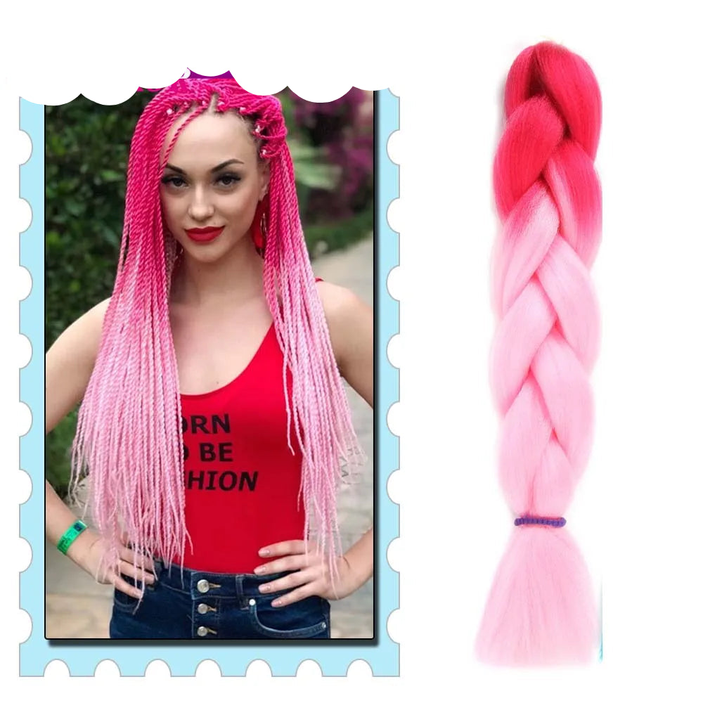 Braiding Hair Extensions for Women 4 Packs 24Inch High Temperature Ombre Jumbo Synthetic Braiding Hair for Twist Crochet Braids