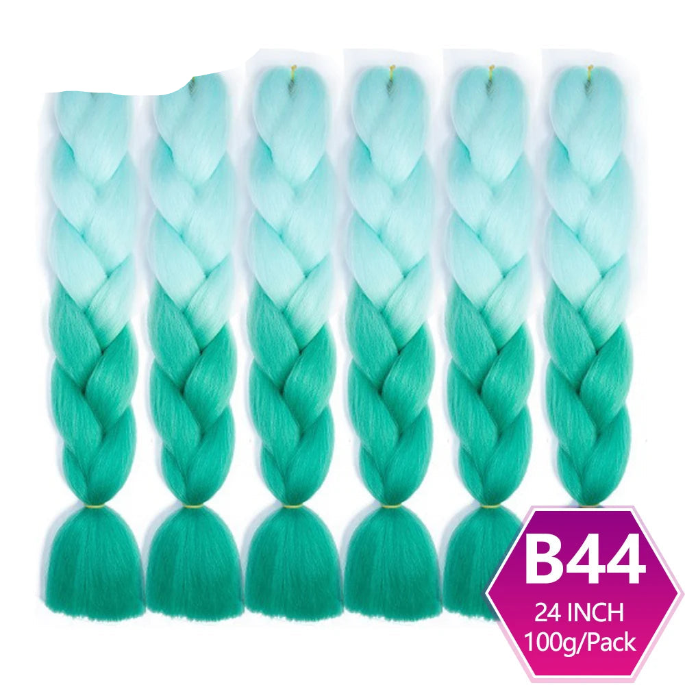 6 Packs 24 Inch Ombre Jumbo Braiding Hair – High-Temperature Synthetic Extensions for Twist & Crochet Braids