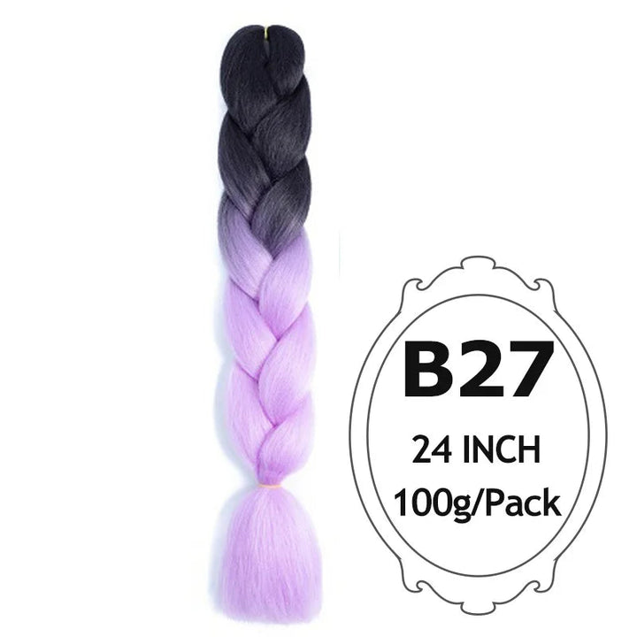 24 Inch Ombre Jumbo Braiding Hair – 5 Packs Yaki Texture Synthetic Extensions for Box Braids