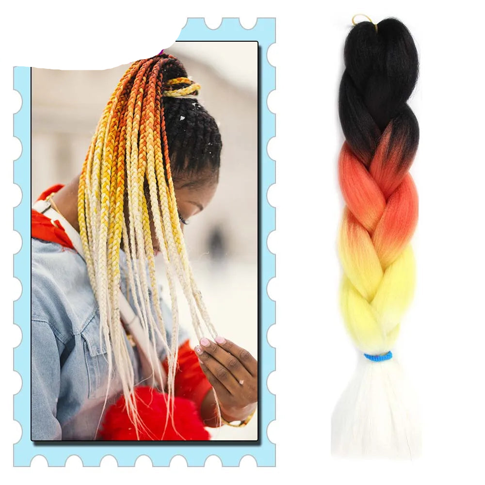 Synthetic Braiding Hair 24 Inch – Kanekalon Ombre Pre-Stretched Jumbo Braids